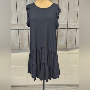 Lilla P Women's Black Peplum Teired Mini Dress  Size L